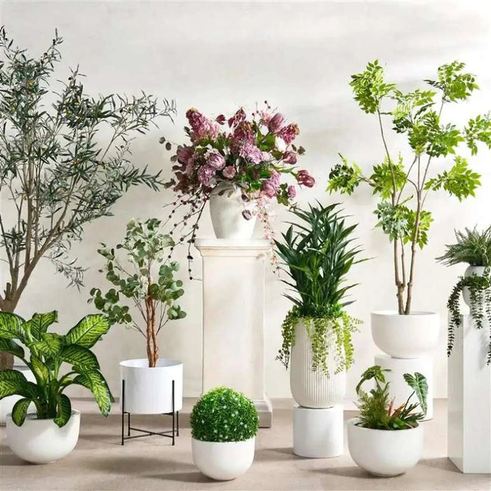 Blanca Polyresin Planter Dia33X41Cm - White Pan Home