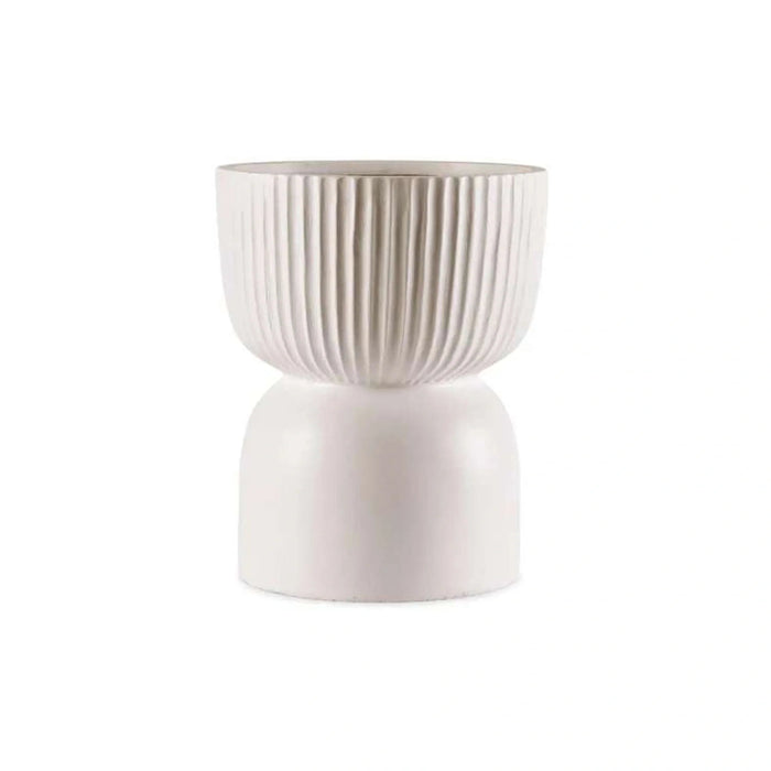 Blanca Polyresin Planter Dia33X41Cm - White Pan Home