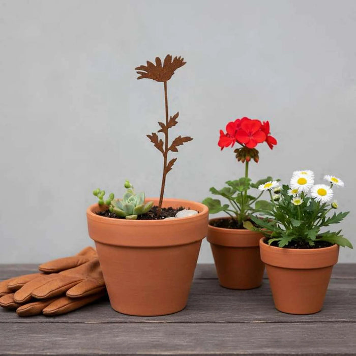Blimah Metal Die Cut Garden Flower Stake 11.6X0.2X32.3Cm - Brown Pan Home