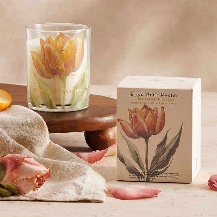 Bliss Pear Nectar Scented Jar Candle - Yellow - 35Hrs Pan Home