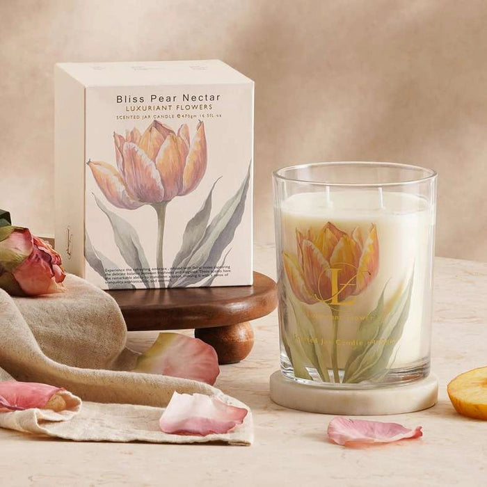 Bliss Pear Nectar Scented Jar Candle - Yellow - 52Hrs Pan Home
