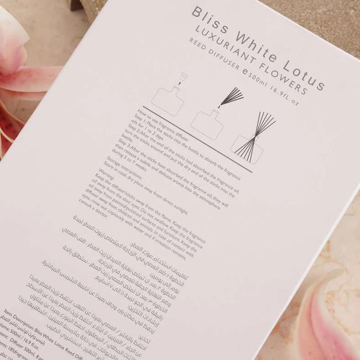 Bliss White Lotus Reed Diffuser 500Ml - Pink