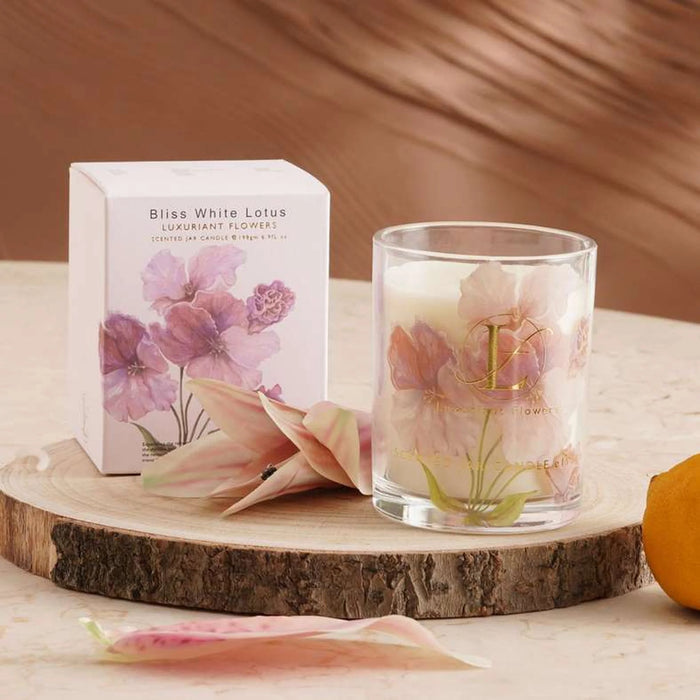 Bliss White Lotus Scented Jar Candle 198Gm - Pink - 35Hrs