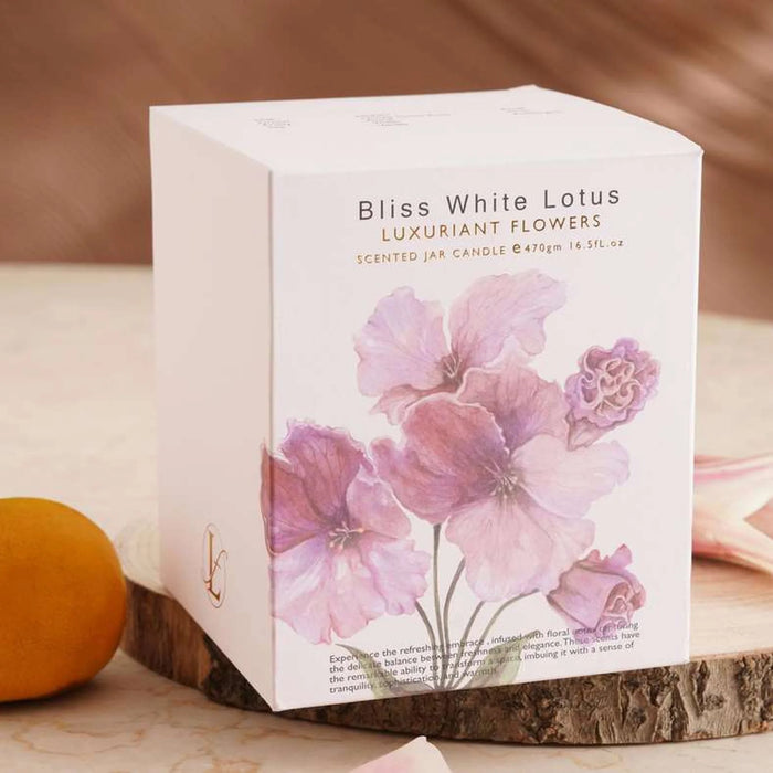 Bliss White Lotus Scented Jar Candle 470Gm - Pink - 52Hrs