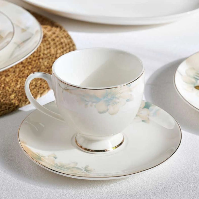 Blossomy 32-Piece New Bone China Dinner Set -White & Green