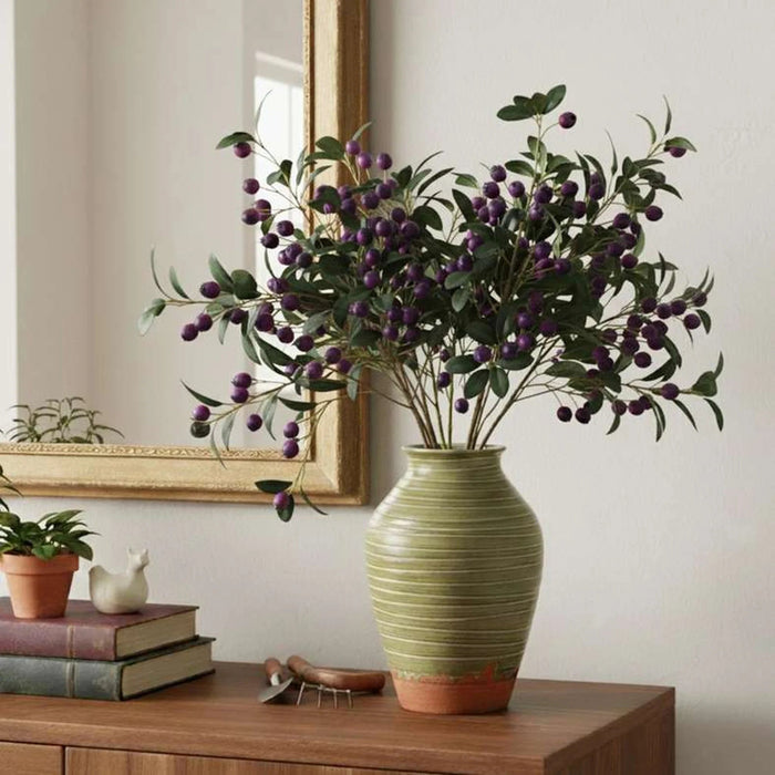 Blueberry Artificial Fruit Stem H72Cm - Purple Pan Home