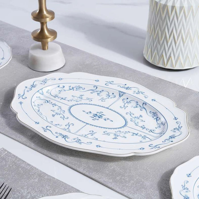 Bluese Porcelain Oval Platter 35X24.3X3Cm - White