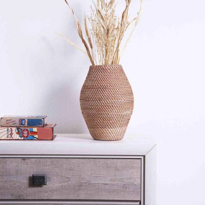 Boheme Rattan Vase 25X36Cm - White Wash