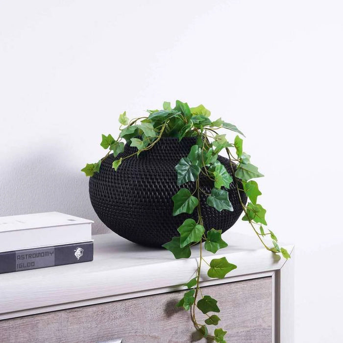 Boheme Rattan Vase 37X27Cm - Black