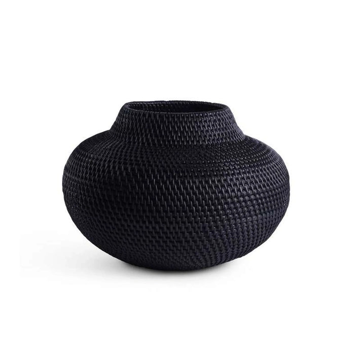 Boheme Rattan Vase 37X27Cm - Black
