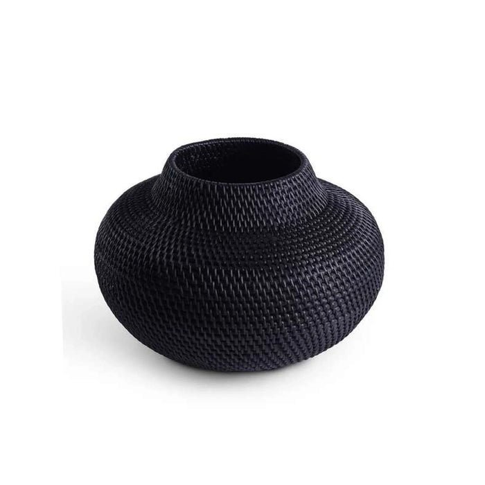 Boheme Rattan Vase 37X27Cm - Black
