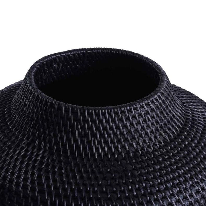 Boheme Rattan Vase 37X27Cm - Black