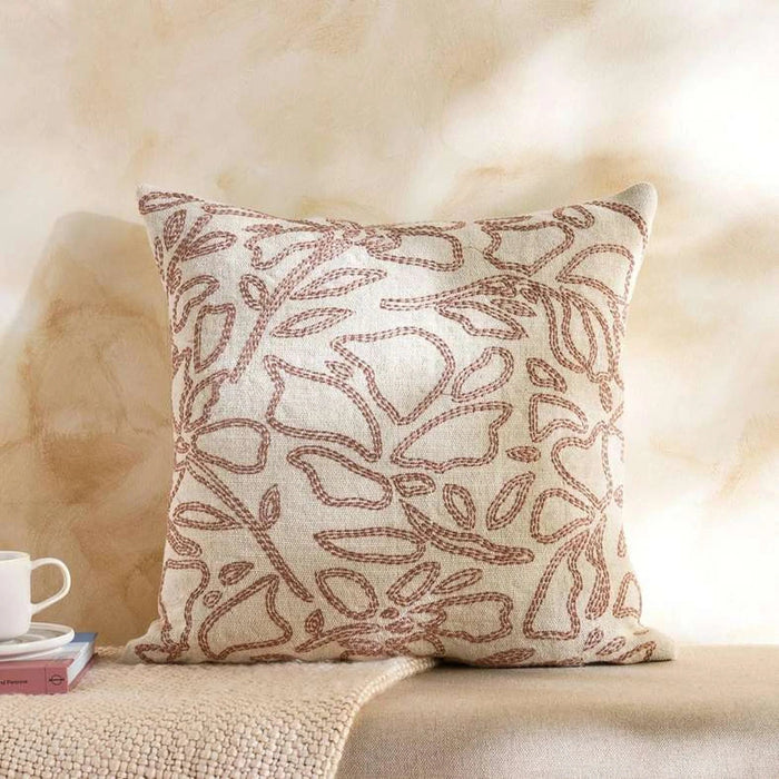 Boho Embroidery Down Feel Filled Cushion 50X50Cm-Rust Pan Home