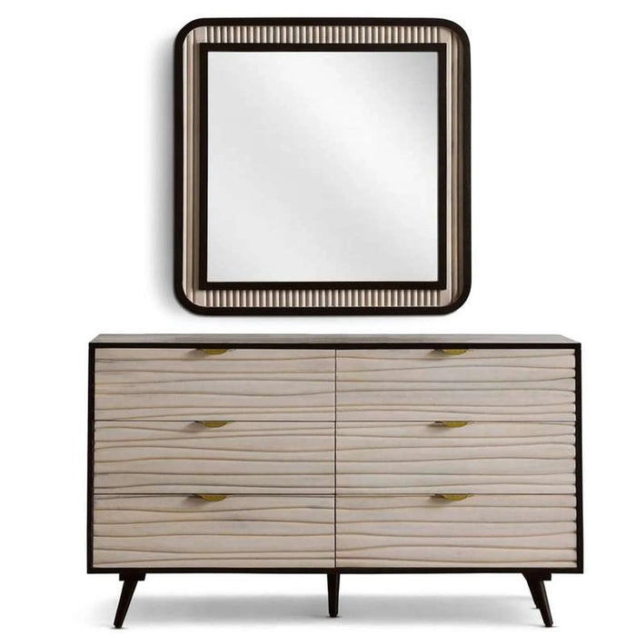 Bologna Dresser With 6 Drawer & Mirror Solid Wood - Natural & Black