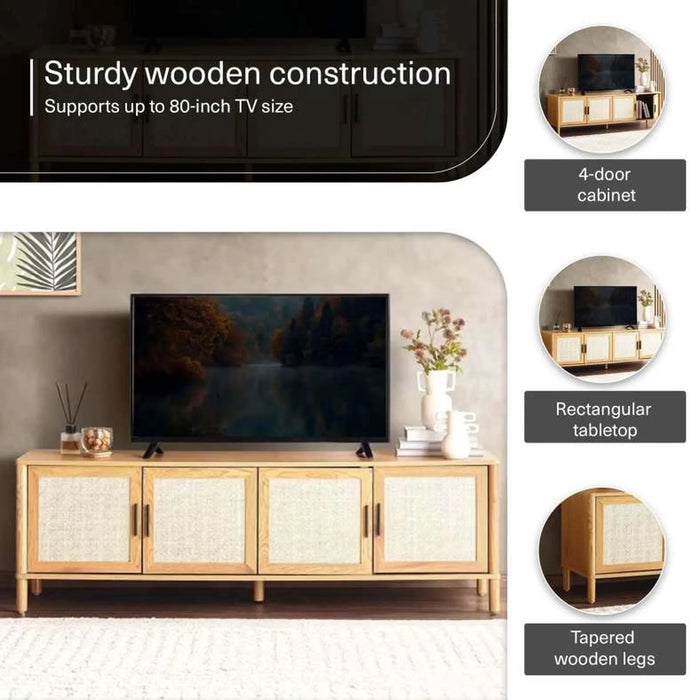 Bonhila Tv Unit Upto 80 Inches Veneer - Beige