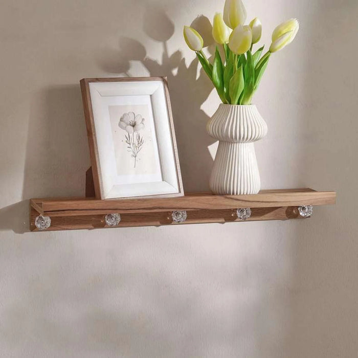 Bonnaire Wall Shelf With Hooks 10X48Cm - Natural