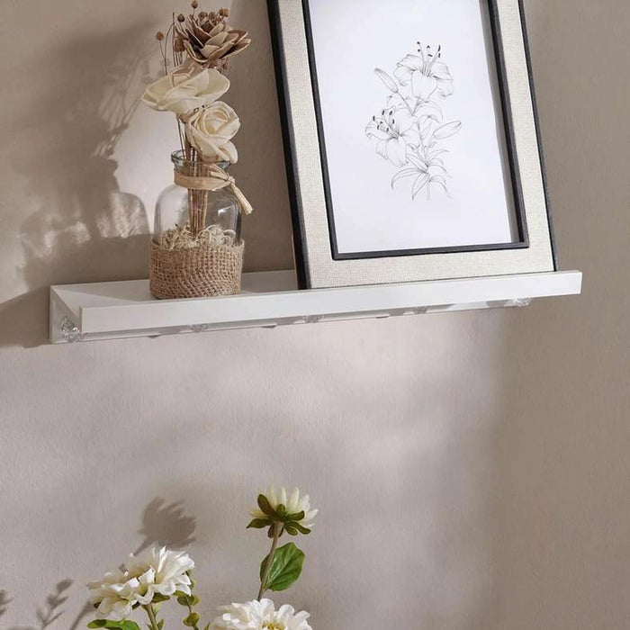 Bonnaire Wall Shelf With Hooks 10X48Cm - White