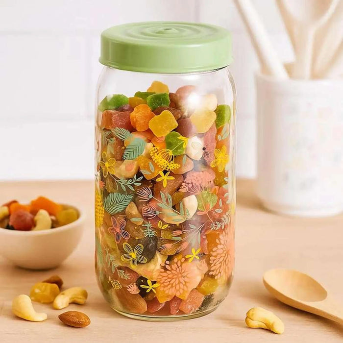 Botanic Storage Jar 1L - Clear & Green
