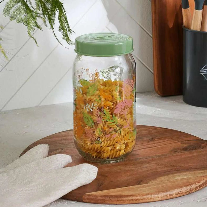 Botanic Storage Jar 1L - Clear & Green