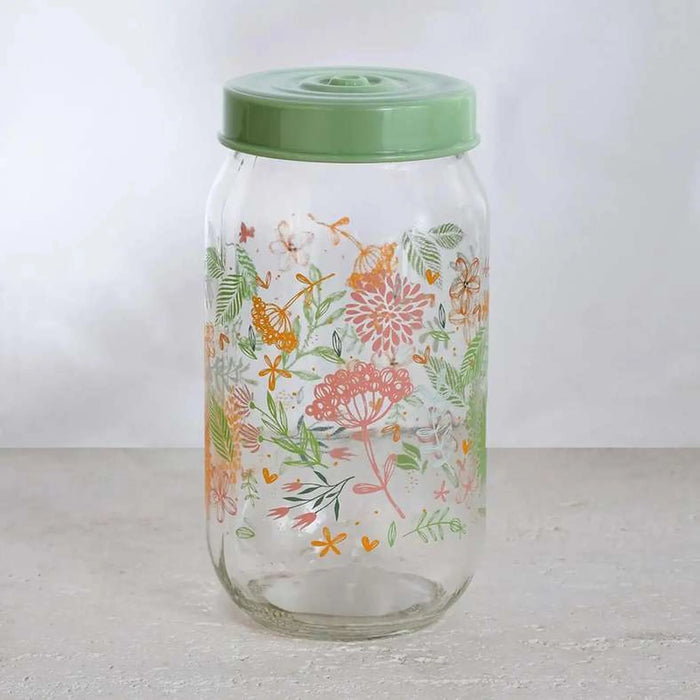 Botanic Storage Jar 1L - Clear & Green