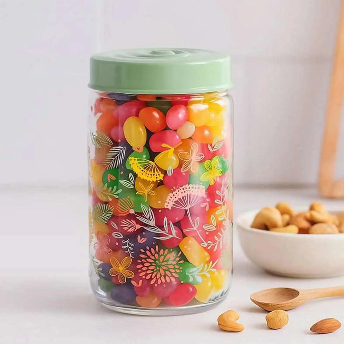 Botanic Storage Jar 660Ml - Clear & Green Pan Home