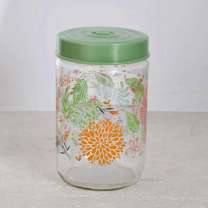 Botanic Storage Jar 660Ml - Clear & Green Pan Home