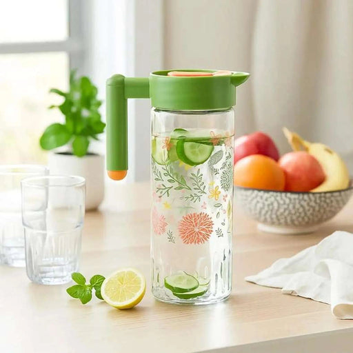 Botanic Water Jug 1.46L - Clear & Green Pan Home