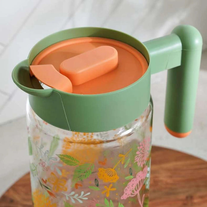 Botanic Water Jug 1.46L - Clear & Green Pan Home