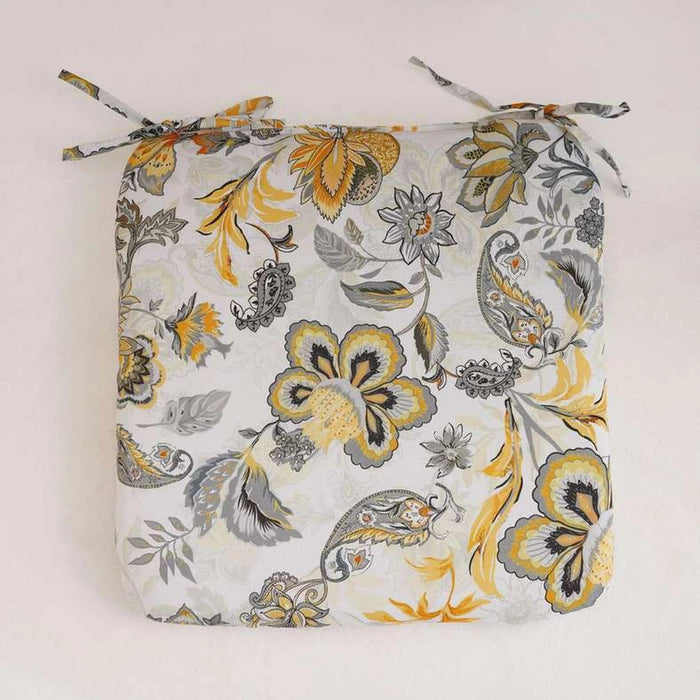 Botanica Printed Water Repellant Outdoor Filled Chair Pad 40X40X5Cm - Grey/Yellow Pan Home