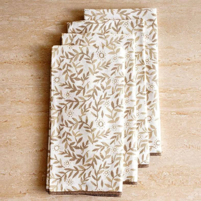 Botanix 4Piece Cotton Printed Napkin Set 45X45Cm - Beige