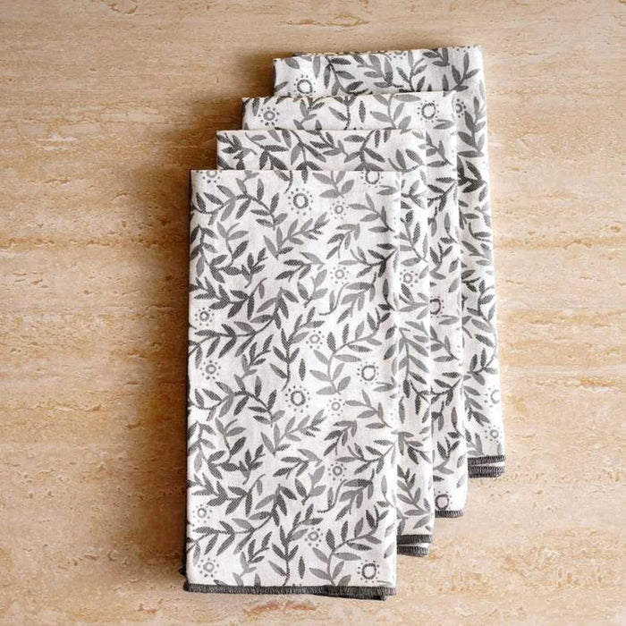 Botanix 4Piece Cotton Printed Napkin Set 45X45Cm - Grey