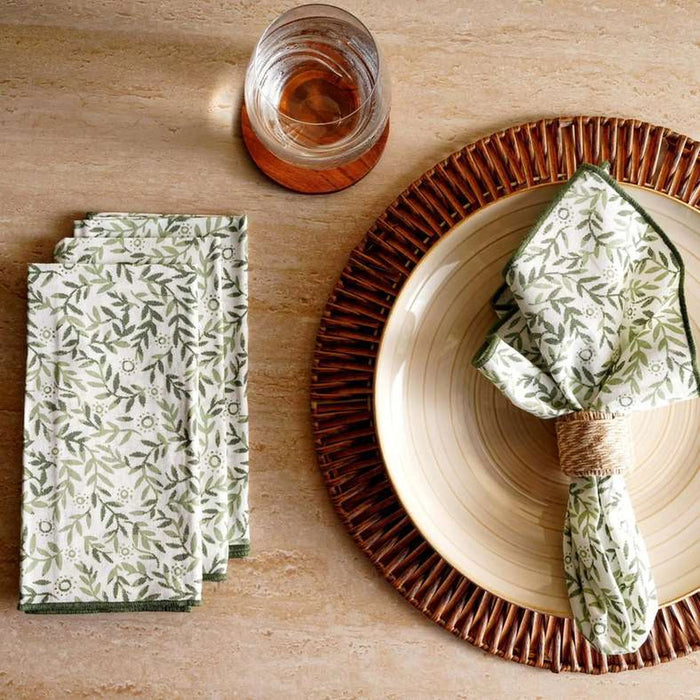 Botanix 4Piece Cotton Printed Napkin Set 45X45Cm - Sage