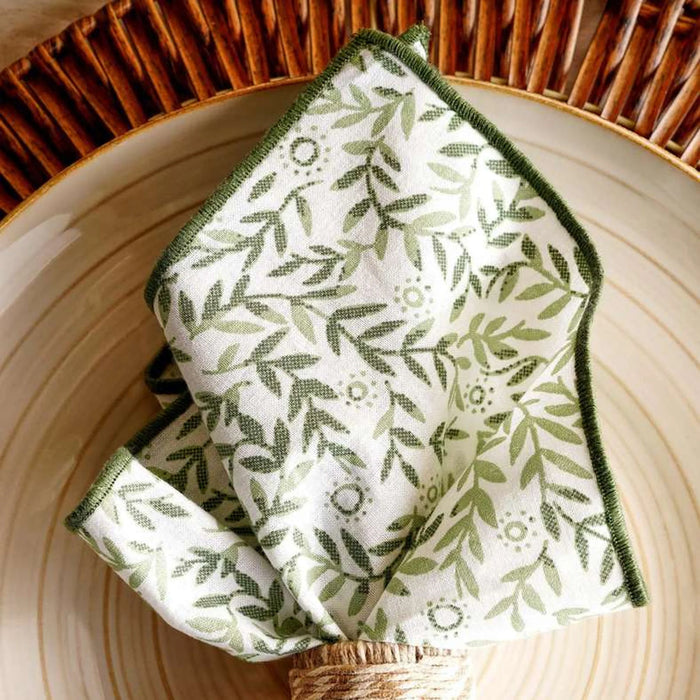 Botanix 4Piece Cotton Printed Napkin Set 45X45Cm - Sage
