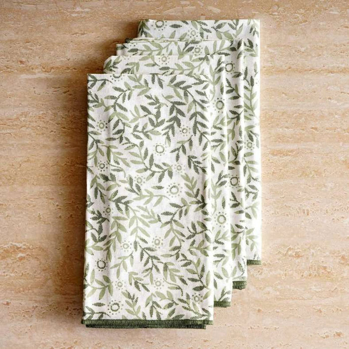 Botanix 4Piece Cotton Printed Napkin Set 45X45Cm - Sage