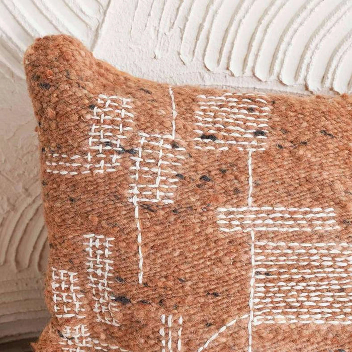 Bovi Hand Embroidered Down Alternative Filled Cushion 35X50Cm - Rust Pan Home