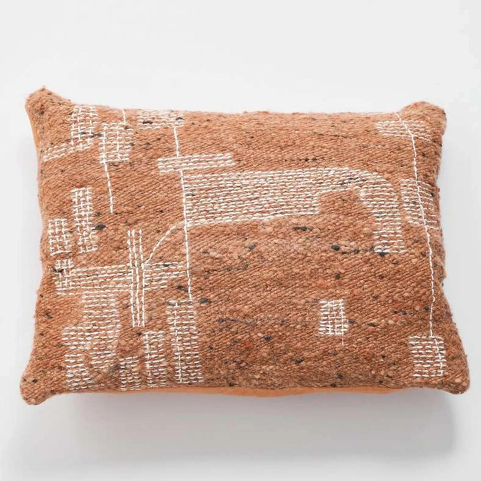 Bovi Hand Embroidered Down Alternative Filled Cushion 35X50Cm - Rust Pan Home