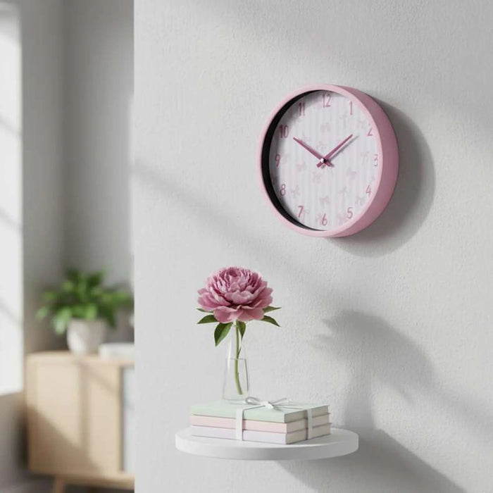 Bow Tie Wall Clock Dia 22.5Cm - Pink Pan Home