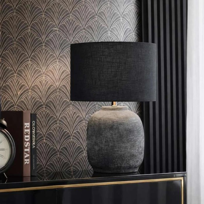 Bowen E27 Terracotta Table Lamp 30.5X65Cm - Black