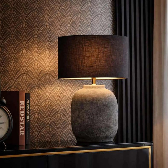 Bowen E27 Terracotta Table Lamp 30.5X65Cm - Black