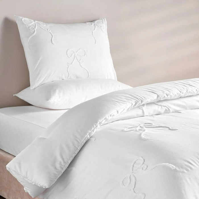 Bowknot 2-Piece Single Comforter Set 135X220Cm - White