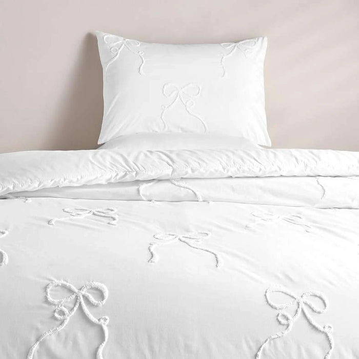 Bowknot 2-Piece Single Comforter Set 135X220Cm - White