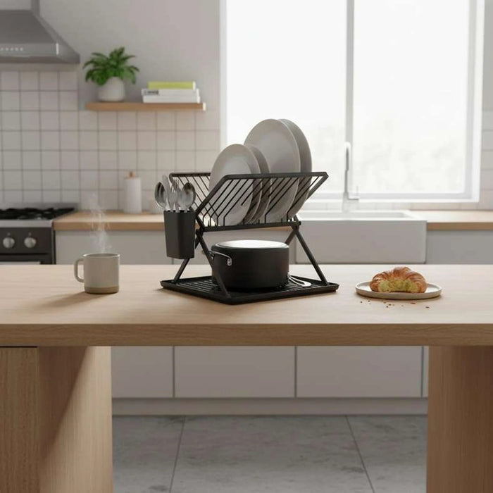 Brabantia Foldable Dish Rack 43.5X34X10Cm -Grey Pan Home