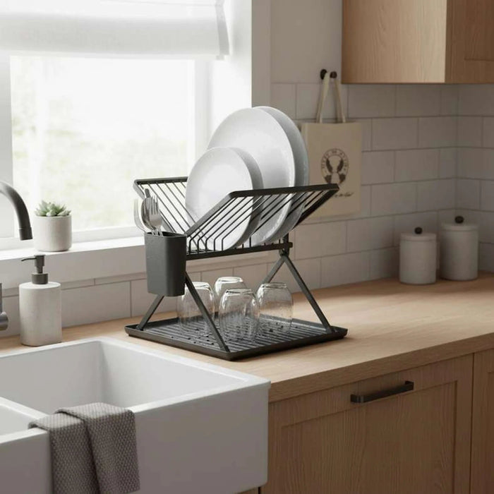 Brabantia Foldable Dish Rack 43.5X34X10Cm -Grey Pan Home