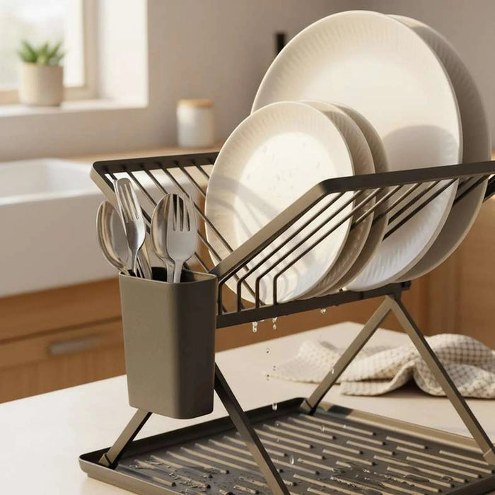 Brabantia Foldable Dish Rack 43.5X34X10Cm -Grey Pan Home