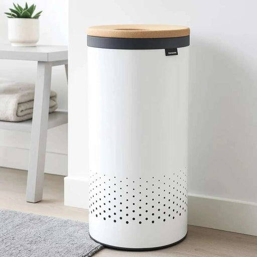 Brabantia Laundry Bin With Cork And Lid 35L 30X30X 63.5Cm-White Pan Home