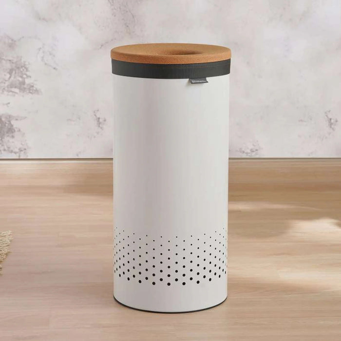 Brabantia Laundry Bin With Cork And Lid 35L 30X30X 63.5Cm-White Pan Home