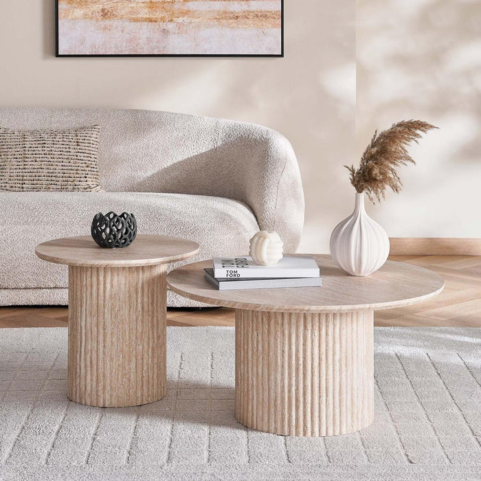 Branton Coffee Table Set Of 2 Round - Beige
