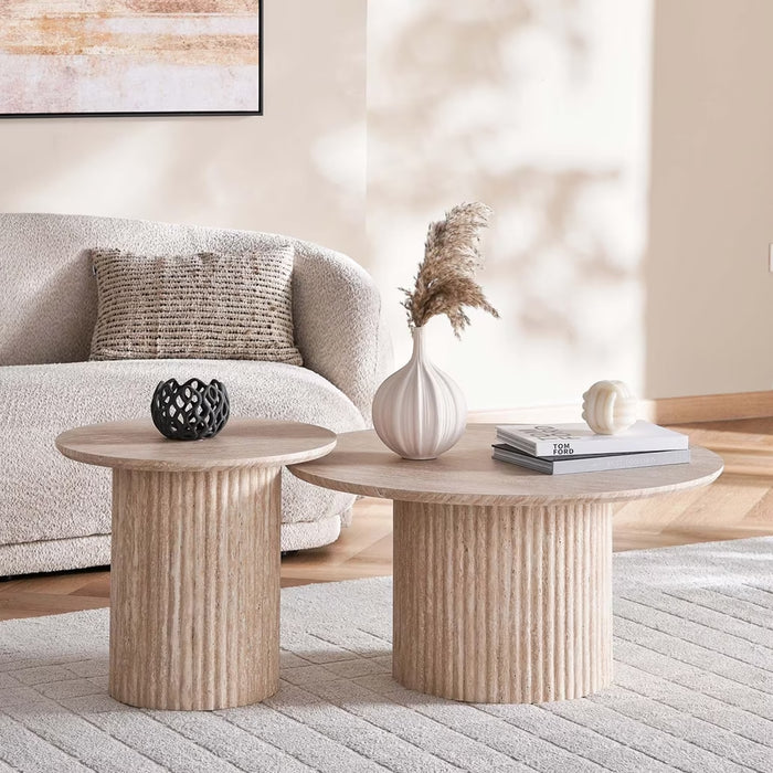 Branton Coffee Table Set Of 2 Round - Beige