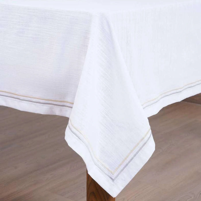 Bratta Double Line Table Cover 140X160Cm - Grey Champagne