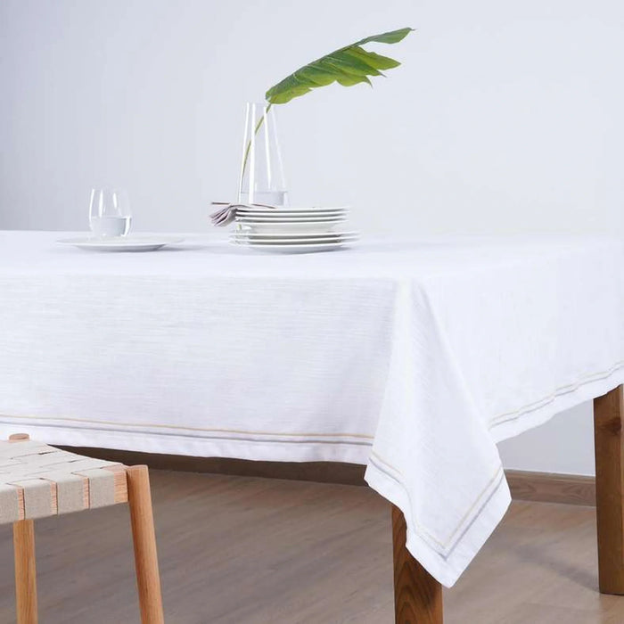 Bratta Double Line Table Cover 150X250Cm- Grey Champagne